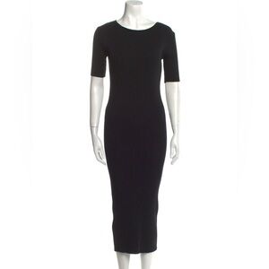 Moussy Crew Neck Ribbed Midi Sweater Dress Black Long Stretchy Small goth